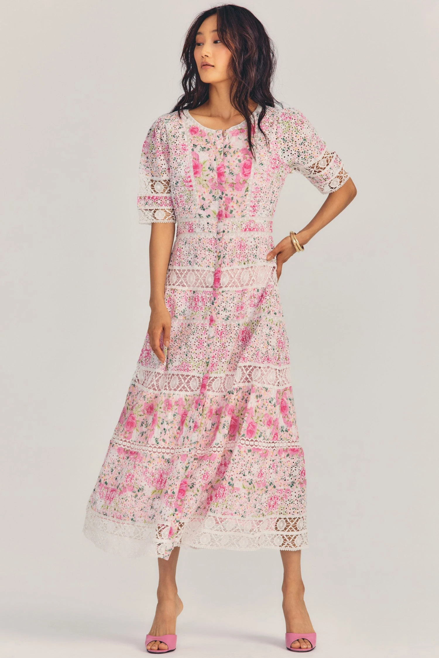 LoveShackFancy Carmie Victorian Midi Dress - MAGENTA FLOWER FIELDS 1 LoveShackFancy Carmie Victorian Midi Dress - MAGENTA FLOWER FIELDS
