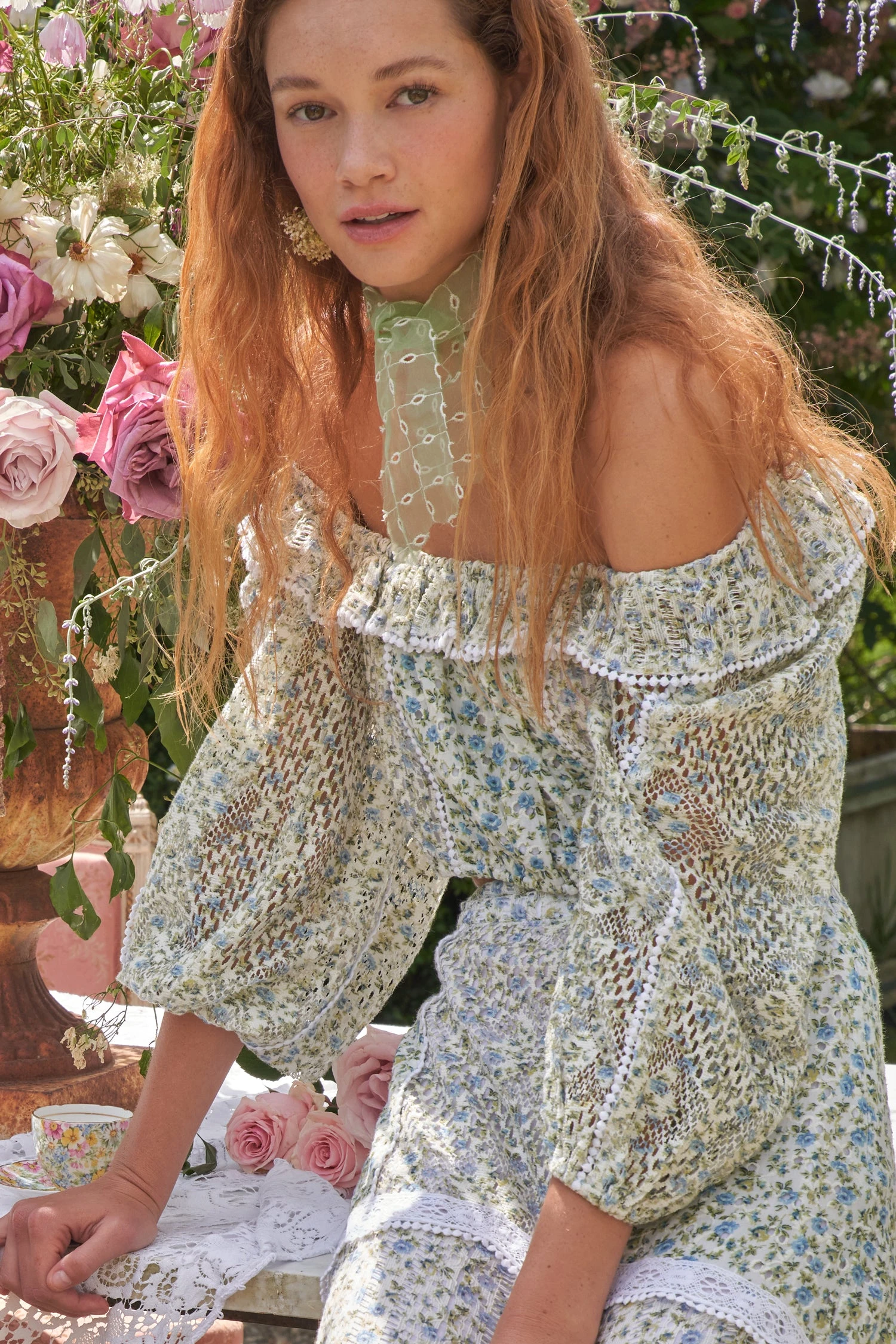 LoveShackFancy Dorabella Crop Top - WHITE GARDEN STREAM New Arrivals 1 LoveShackFancy Dorabella Crop Top - WHITE GARDEN STREAM New Arrivals