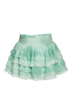 LoveShackFancy Girls Billie Skirt - JADE MIST HAND DYE