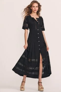 LoveShackFancy Edie Dress - BLACK
