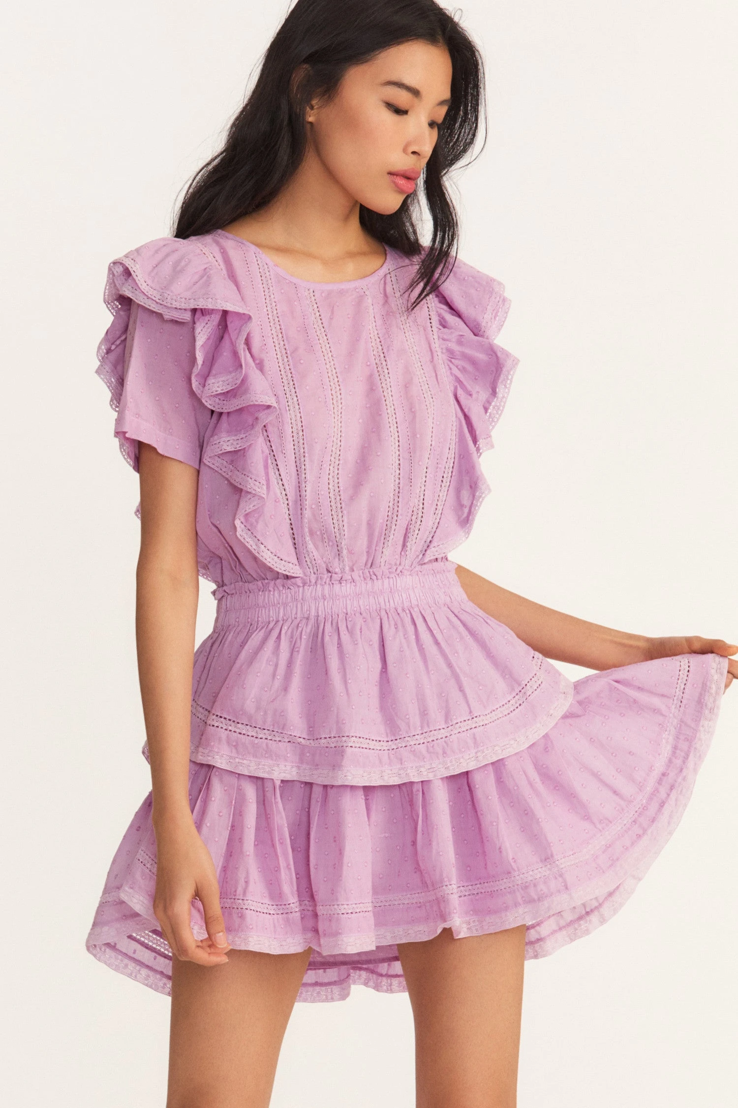LoveShackFancy New Arrivals Natasha Mini Dress - WISTERIA 1 LoveShackFancy New Arrivals Natasha Mini Dress - WISTERIA