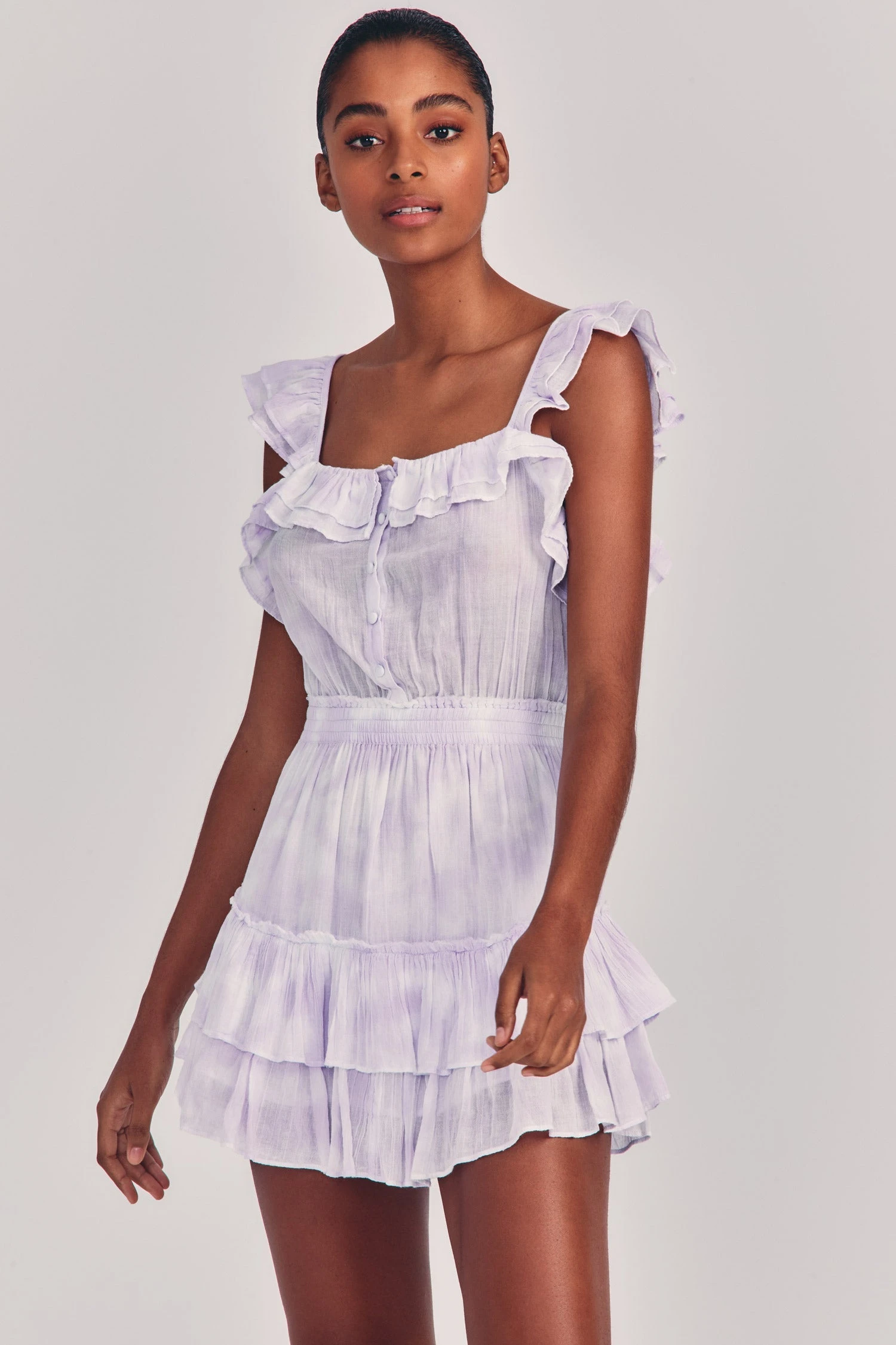 LoveShackFancy Marina Mini Dress - VIOLET SPLASH HAND DYE Dresses 1 LoveShackFancy Marina Mini Dress - VIOLET SPLASH HAND DYE Dresses