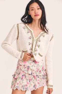 LoveShackFancy Flynn Crop Cardigan Sweater Tops