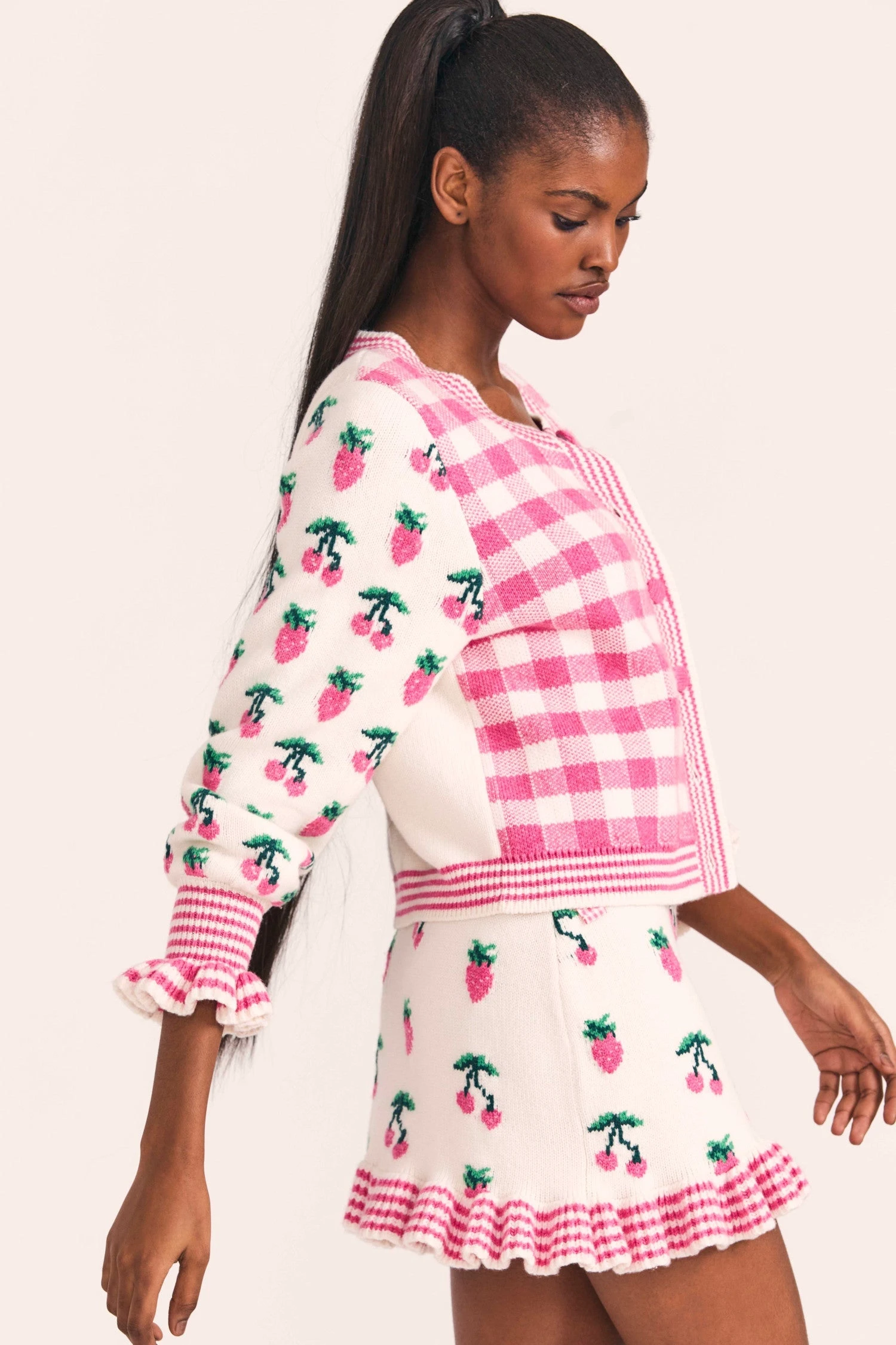 LoveShackFancy Keoni Cardigan Sweater - FRUIT PUNCH PINK Tops 1 LoveShackFancy Keoni Cardigan Sweater - FRUIT PUNCH PINK Tops