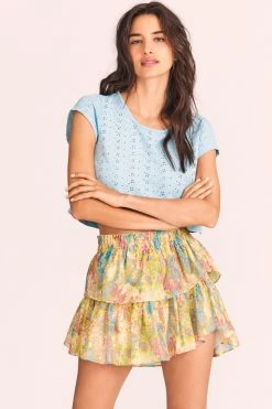 LoveShackFancy New Arrivals Ruffle Mini Skirt - PASTEL FIELDS