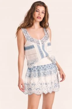 LoveShackFancy Charmaine Mini Skirt - IVORY SHORES Skirts