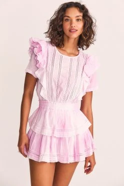 LoveShackFancy New Arrivals Natasha Mini Dress - PEONY PINK