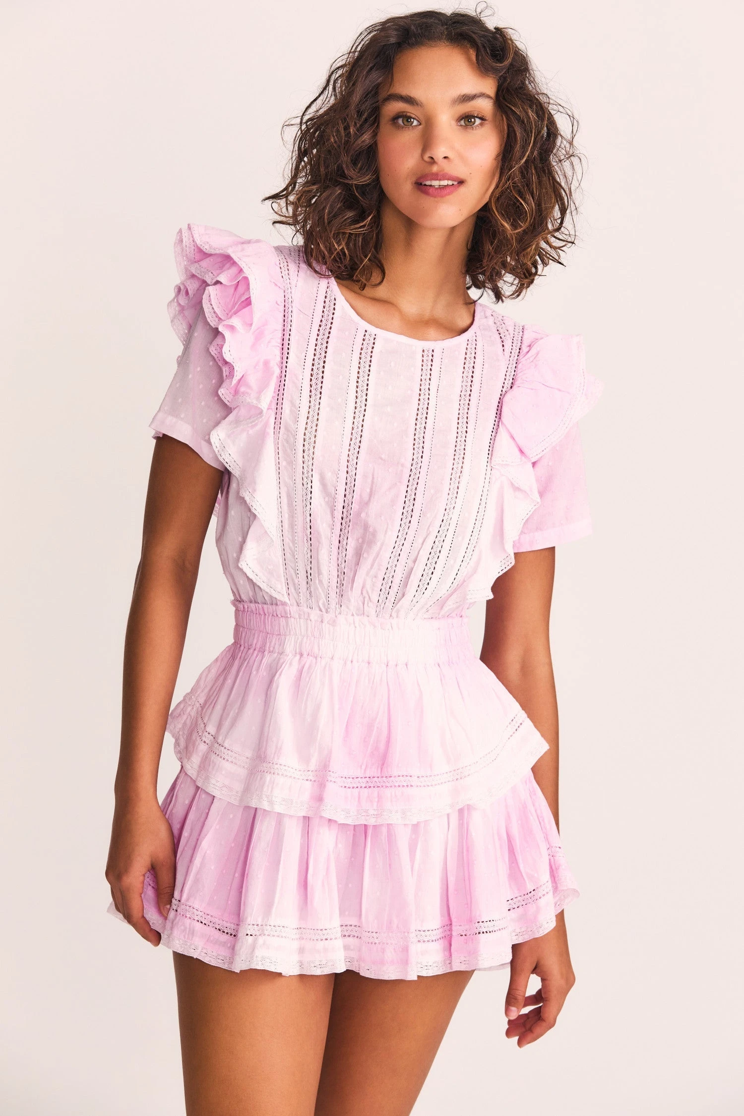 LoveShackFancy New Arrivals Natasha Mini Dress - PEONY PINK 2 LoveShackFancy New Arrivals Natasha Mini Dress - PEONY PINK