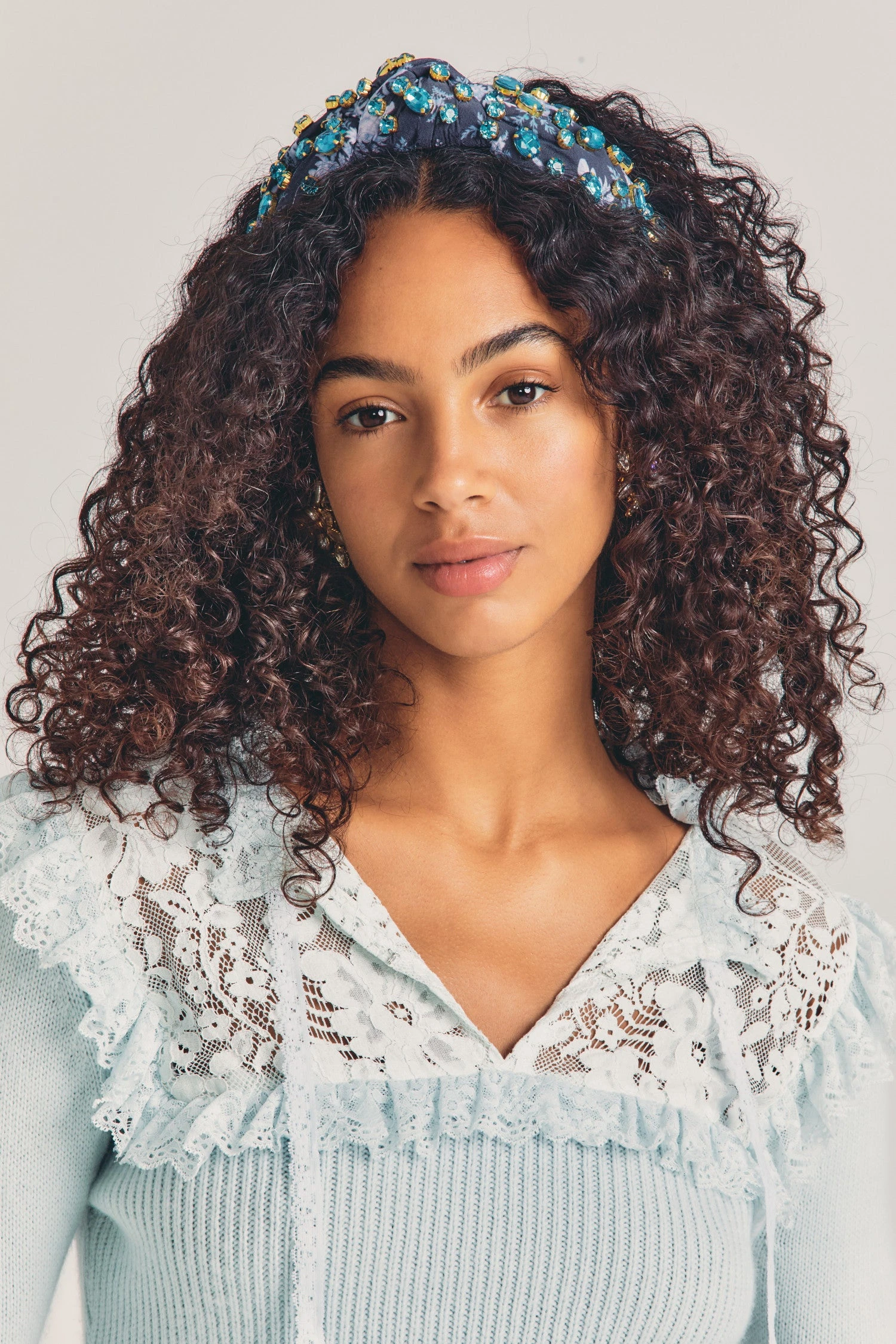 Sale LoveShackFancy X Lele Sadoughi Oval Crystal Knotted Headband 1 Sale LoveShackFancy X Lele Sadoughi Oval Crystal Knotted Headband