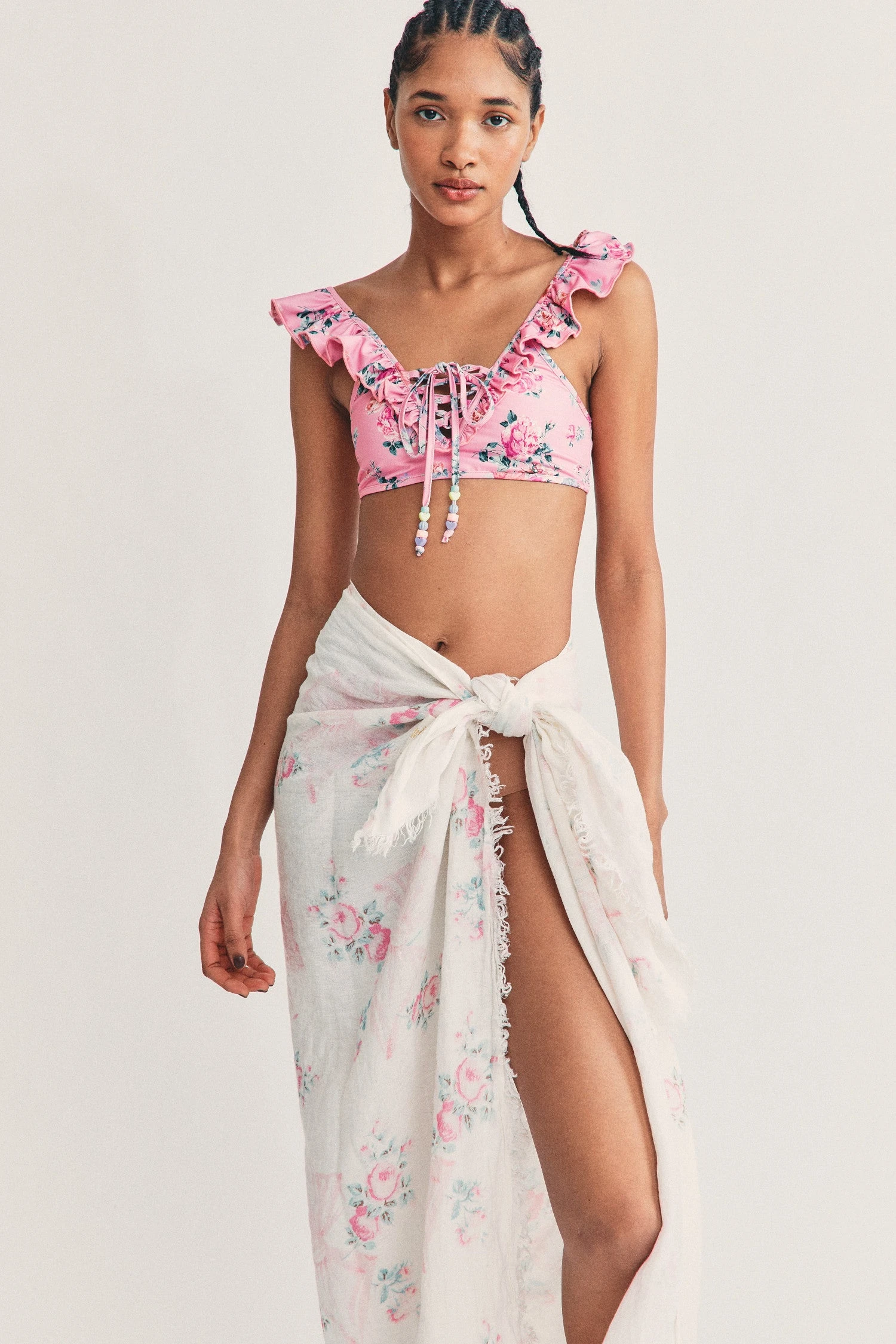 LoveShackFancy Pool Rosa Beaux Linen Beach Throw 3 LoveShackFancy Pool Rosa Beaux Linen Beach Throw