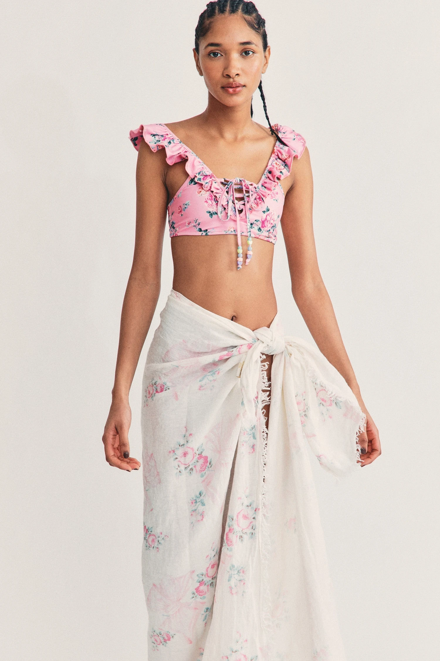 LoveShackFancy Pool Rosa Beaux Linen Beach Throw 2 LoveShackFancy Pool Rosa Beaux Linen Beach Throw