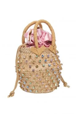 LoveShackFancy Rainbow Pastel Straw Bag
