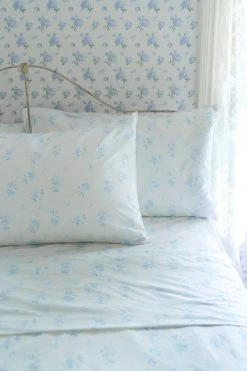 LoveShackFancy Pastiche De Bouquet Sheet Set - SEA BREEZE BLUE